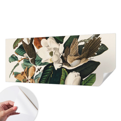 Foto behang voor de keuken Vogels magnolia's