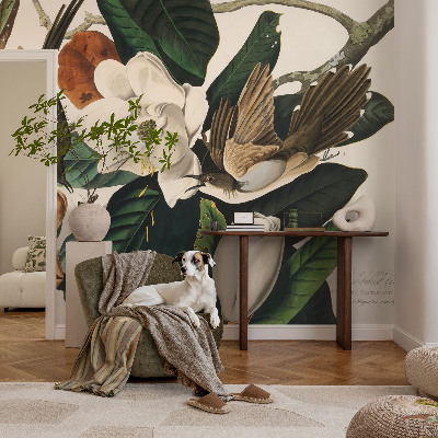Foto behang voor de keuken Vogels magnolia's