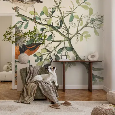 Fotobehang zelfklevend met een kleurrijk vogelmotief