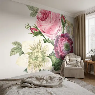 Fotobehang voor kinderkamer met een bloemenboeket als motief