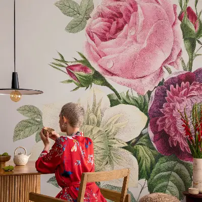 Fotobehang voor kinderkamer met een bloemenboeket als motief