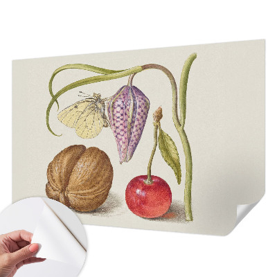 Fotobehang babykamer met vlinder- en plantenmotief