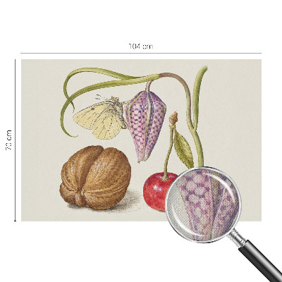 Fotobehang babykamer met vlinder- en plantenmotief