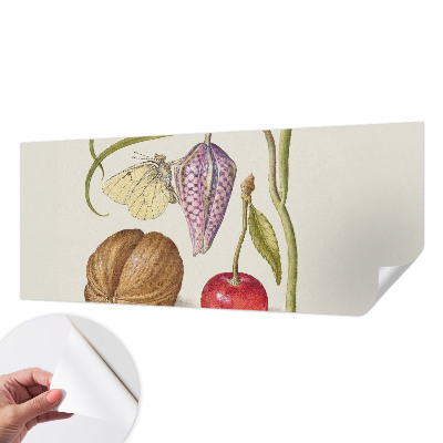 Fotobehang babykamer met vlinder- en plantenmotief