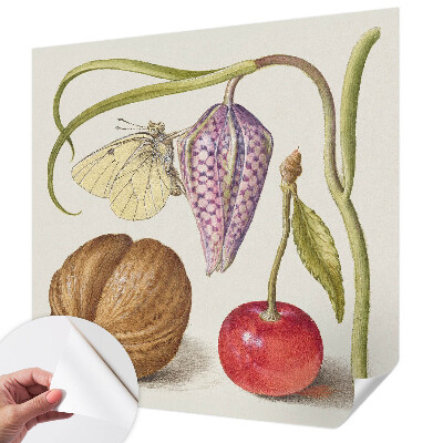 Fotobehang babykamer met vlinder- en plantenmotief