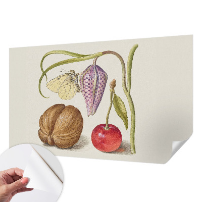 Fotobehang babykamer met vlinder- en plantenmotief