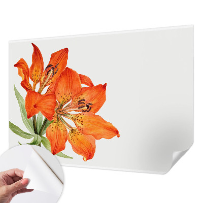 Fotobehang tienerkamer met een oranje lelie
