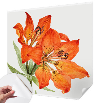 Fotobehang tienerkamer met een oranje lelie