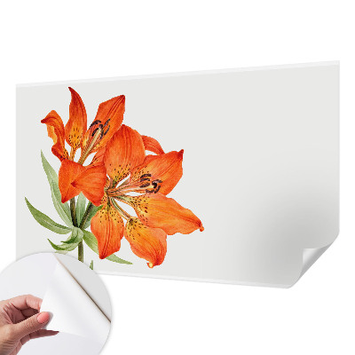 Fotobehang tienerkamer met een oranje lelie