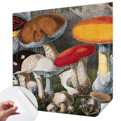 Fotobehang babykamer met een botanisch paddenstoelenmotief