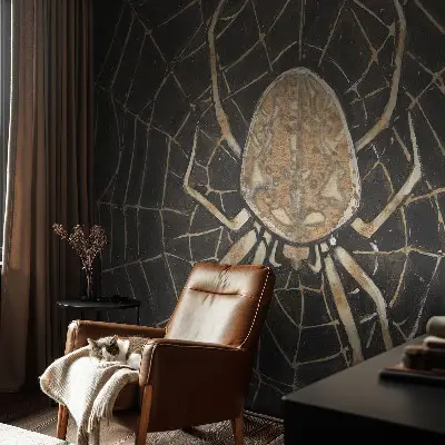 Fotobehang tienerkamer met een print van een spinnenweb
