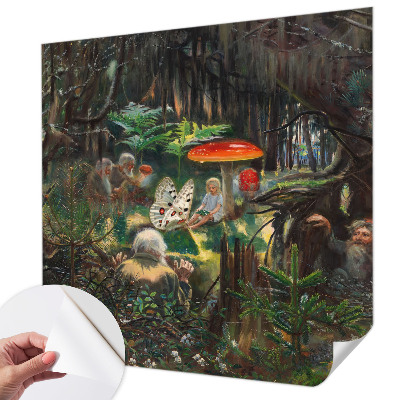 Zelfklevend fotobehang op maat met een ontwerp van een sprookjesbos