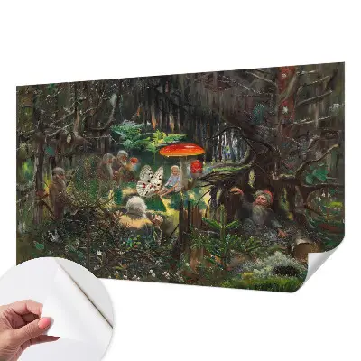 Zelfklevend fotobehang op maat met een ontwerp van een sprookjesbos