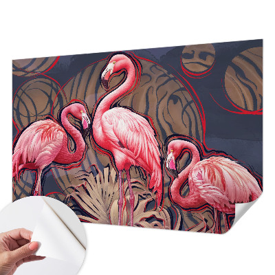 Fotobehang zelfklevend met roze flamingo's