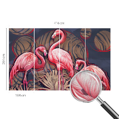 Fotobehang zelfklevend met roze flamingo's