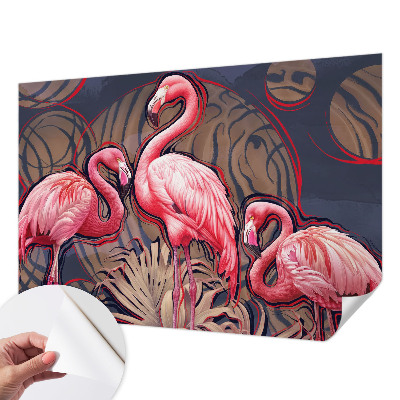 Fotobehang zelfklevend met roze flamingo's