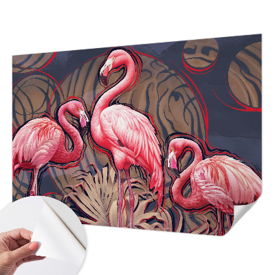 Fotobehang zelfklevend met roze flamingo's