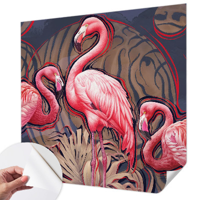 Fotobehang zelfklevend met roze flamingo's