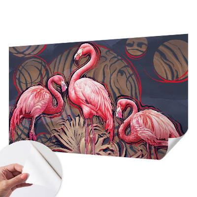 Fotobehang zelfklevend met roze flamingo's