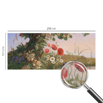 3D fotobehang met een bloemenidylle als decoratie