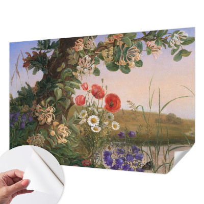 3D fotobehang met een bloemenidylle als decoratie
