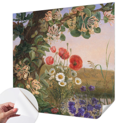 3D fotobehang met een bloemenidylle als decoratie