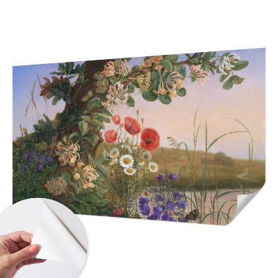3D fotobehang met een bloemenidylle als decoratie