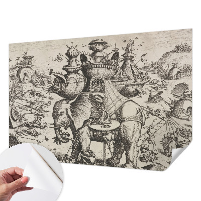 Zelfklevend fotobehang met het schilderij 'Een groteske strijd' als motief