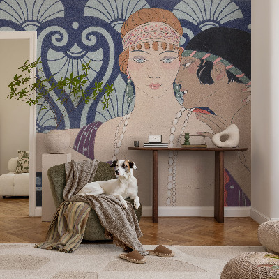 Fotobehang kinderkamer met een artistiek weergegeven echtpaar