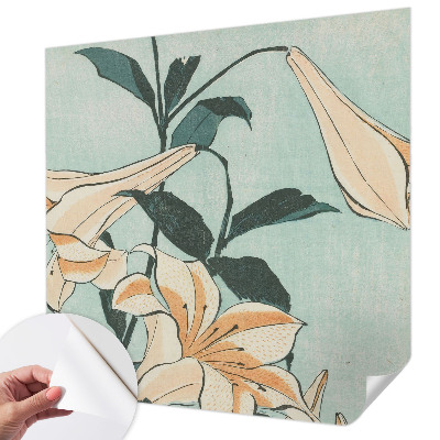 Zelfklevend fotobehang met een dessin van delicate lelies