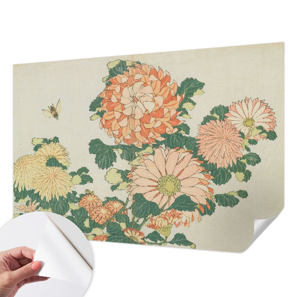 Fotobehang zelfklevend met een patroon van chrysantenbloemen