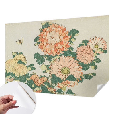 Fotobehang zelfklevend met een patroon van chrysantenbloemen