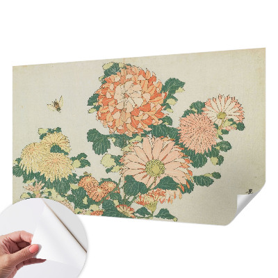 Fotobehang zelfklevend met een patroon van chrysantenbloemen