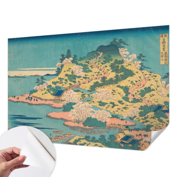 Zelfklevende behangsticker met een Japans landschap als motief