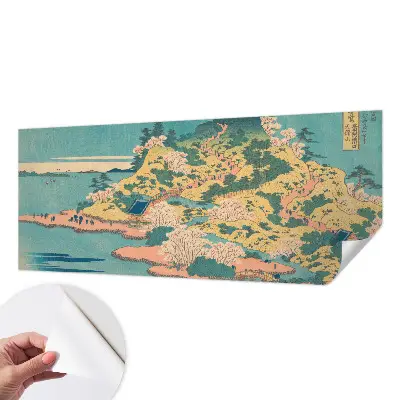 Zelfklevende behangsticker met een Japans landschap als motief
