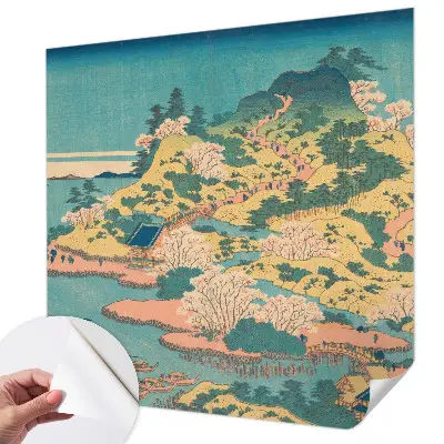 Zelfklevende behangsticker met een Japans landschap als motief