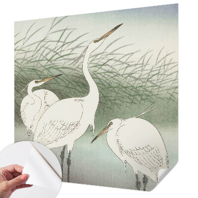 Fotobehang voor de kinderkamer met reigers in het gras