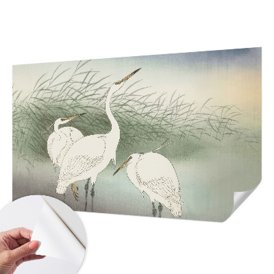 Fotobehang voor de kinderkamer met reigers in het gras