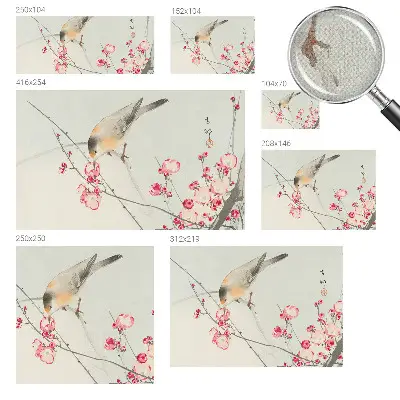Fotobehang babykamer met een bloemen- en vogelmotief