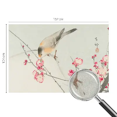 Fotobehang babykamer met een bloemen- en vogelmotief