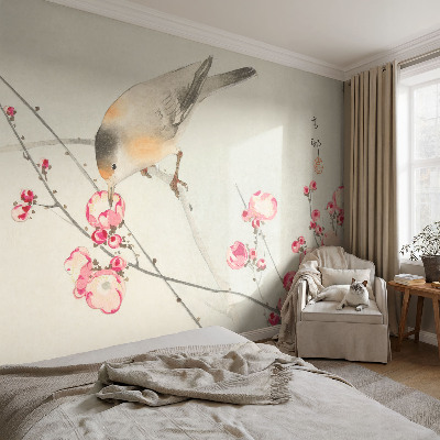 Fotobehang babykamer Bloemvogel