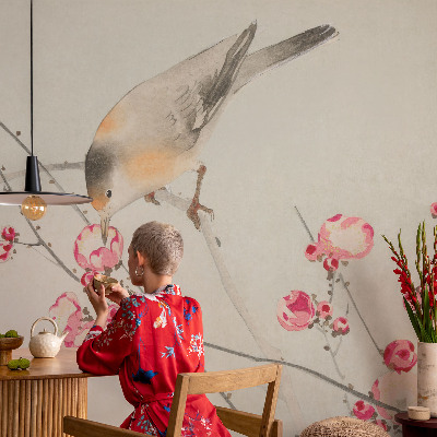 Fotobehang babykamer Bloemvogel