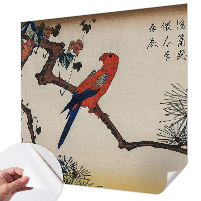 Fotobehang zelfklevend met een afbeelding van een vogel op een tak