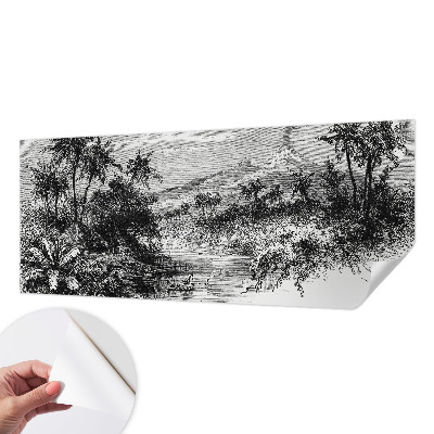 Zelfklevend fotobehang op maat met een exotisch panoramisch motief