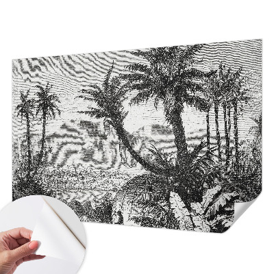 Zelfklevende behangsticker met een tropische oase-print