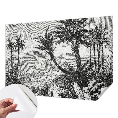 Zelfklevende behangsticker met een tropische oase-print