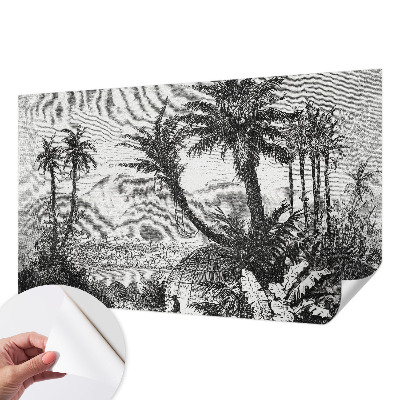Zelfklevende behangsticker met een tropische oase-print