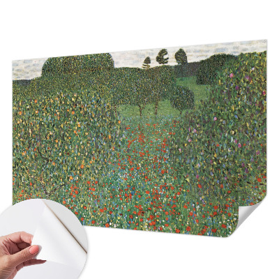 Foto behang voor de keuken met een bloemenweide als print