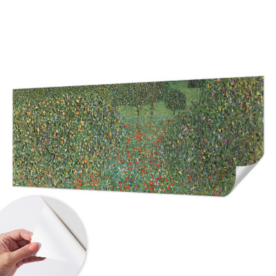 Foto behang voor de keuken met een bloemenweide als print