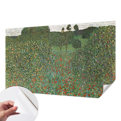 Foto behang voor de keuken met een bloemenweide als print